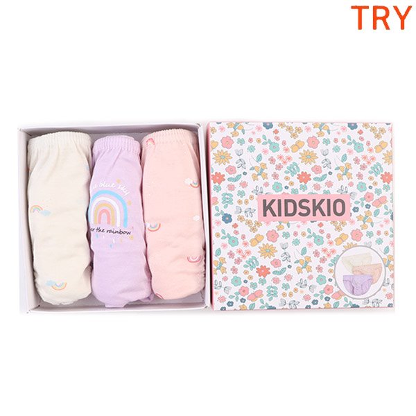 [TRY]키즈키오여삼각F12유색3매 여아팬티 아동속옷 면100